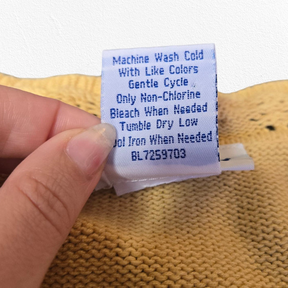 Y2K Blair Yellow Crochet Knit Twofer Popover Tunic Sweater Dress Size Large - Picture 5 of 8